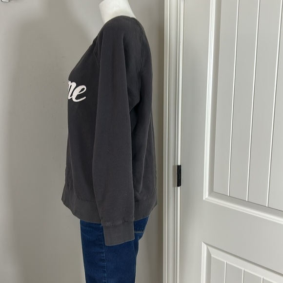 Anthropologie Sol Angeles LA FEMME Graphic Sweatshirt Grey Sz M - Picture 7 of 13